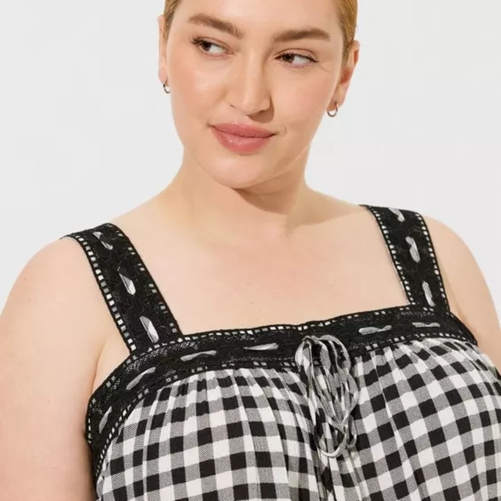 NWT Torrid Washable Gauze Crochet Lace Trim Tank A1 - Picture 3 of 5